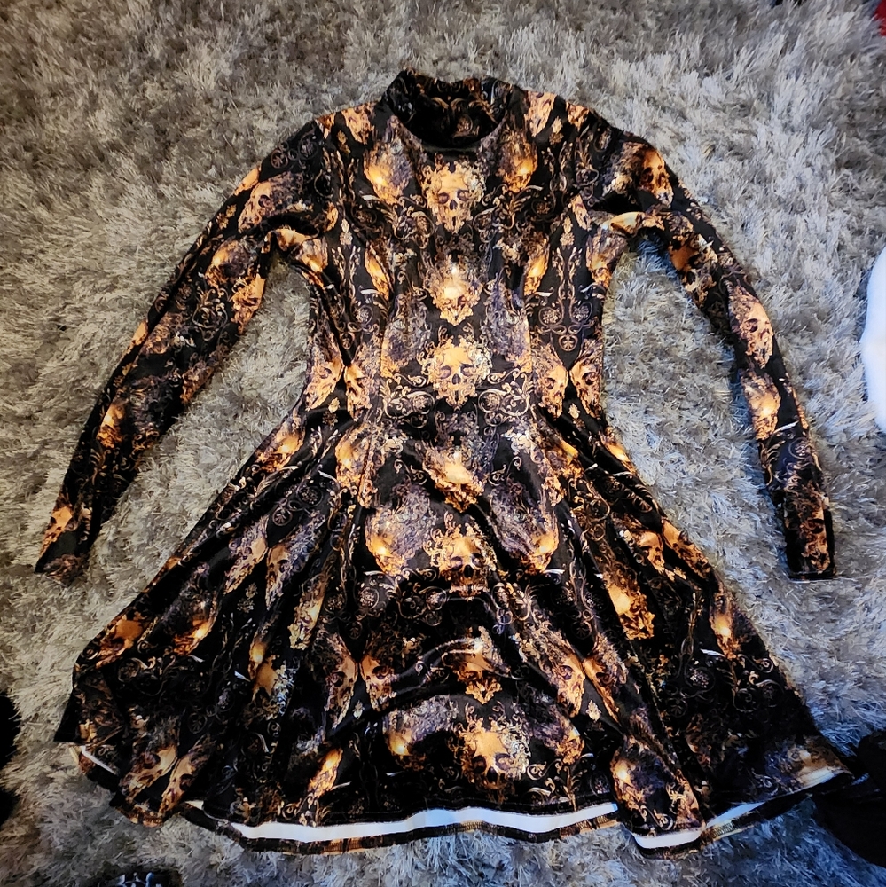 Gothic Skull Print Dress